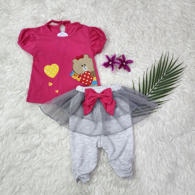 baju bayi perempuan stelan celana tutu baby girl