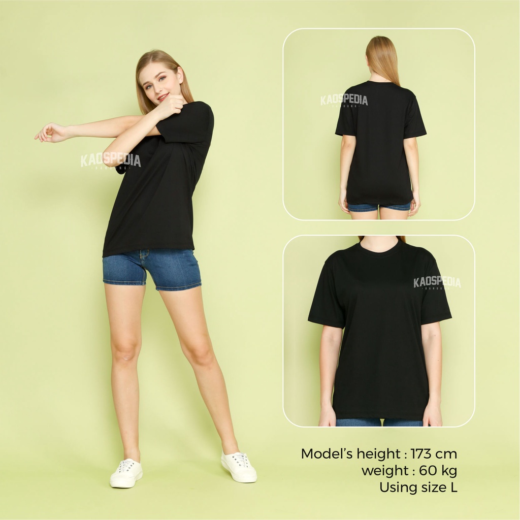 Kaos Polos Cotton Combed Lengan Pendek Premium 30s Pria Wanita Kaospedia Bandung-HITAM SOLID