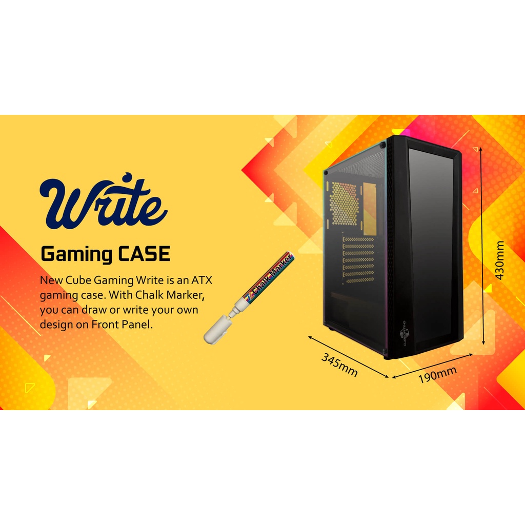 Cube Gaming Write Tempered Glass Casing PC