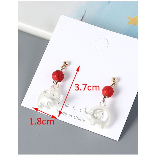 LRC Anting Tusuk Fashion  Acrylic Dumbo Alloy Bead Stud Earrings Y63772