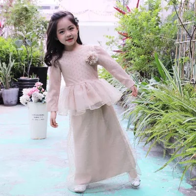 Terusan muslim anak seribu payet baju anak perempuan gamis lebaran pesta ulang tahun ultah dress peplum