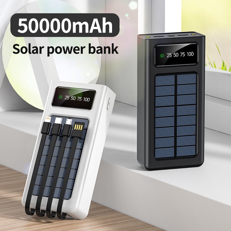 100% ORIGINAL 50000MAH Portable Solar PowerBank LED Lights Fast Charging