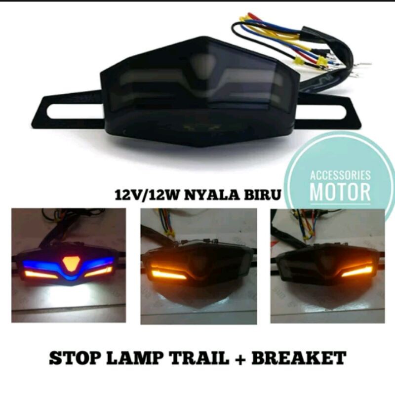 Lampu belakang Trail Lampu Rem Stop Lampu KLX CRF  Tracker Plus Brraket red