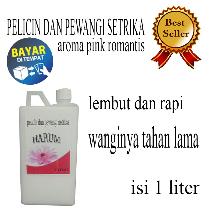 pelicin setrika dan pewangi pakaian aroma pink romantis/dony red isi 1 liter