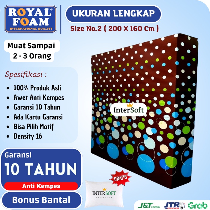 Kasur Royal Foam Ukuran No 2 Lengkap 200 X 160 Cm D16 Garansi 10 Tahun / Kasur Busa Original Royal F