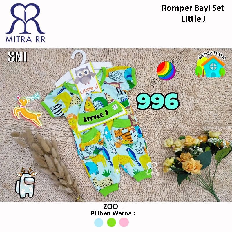 Romper Bayi Setelan Set ( Romper+ Topi+ Kaos kaki ) Jumper Karakter Newborn Gift 0-6M