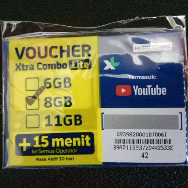 Perdana/Voucher XL Xtra Combo Lite internet 8GB + telpon 15 menit all operator bisa isi ulang