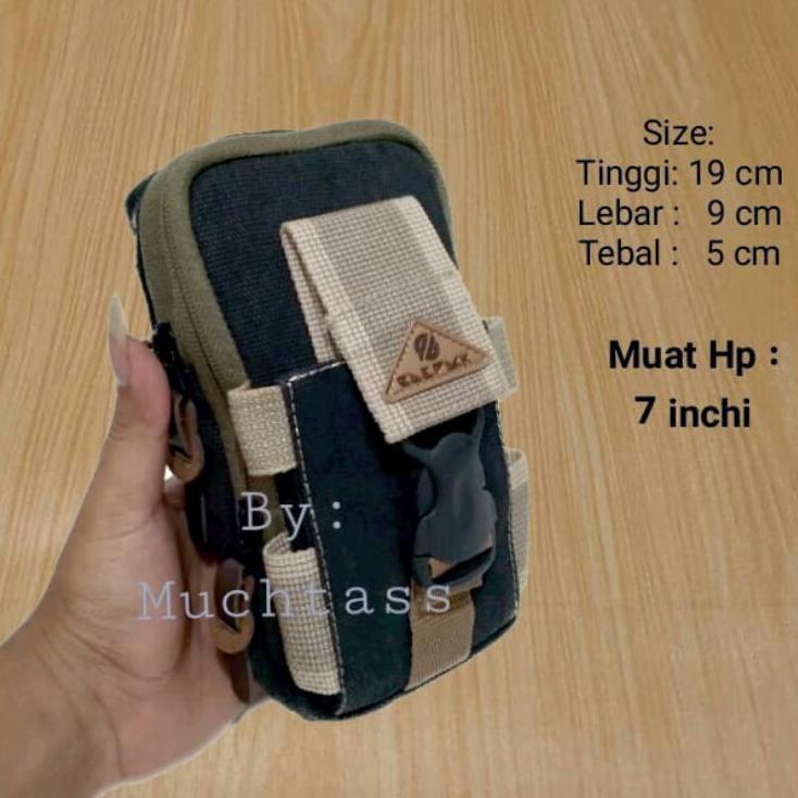 Modern.. Tas Hp Tactical Bahan Kanvas Bisa di Pakai di Sabuk Tas Hp 7 inchi Tas Selempang Hp Tas Kan