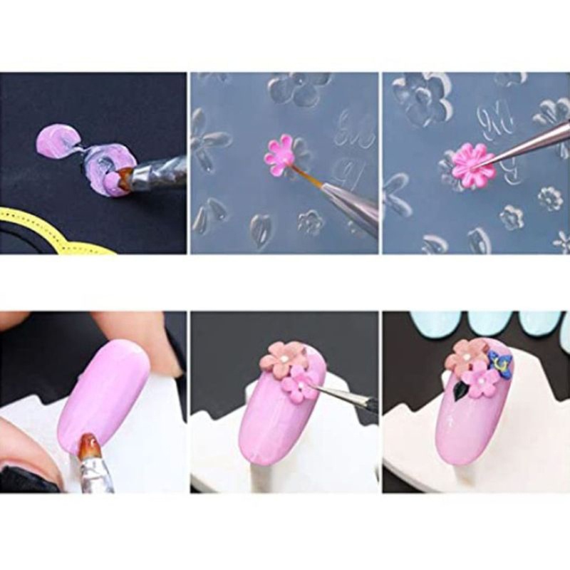 Siy 36pcs Cetakan Nail Art Bahan Silikon Bentuk Daunbungabinatang Ukuran Mini