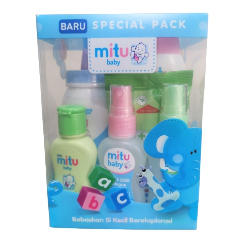 Mitu Baby Gift Set Box - Perlengkapan Sabun Mandi Bayi Isi 7in1-biru
