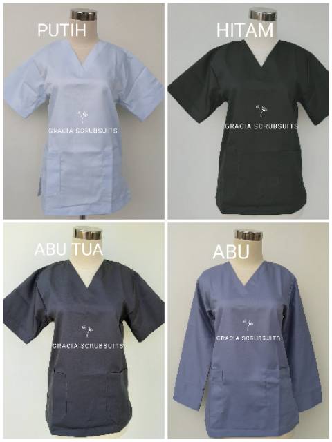 READY STOCK! GRACIA SCRUBSUITS - baju jaga/jaga malam/scrubsuits DOKTER ATASAN SAJA MODEL KANCING
