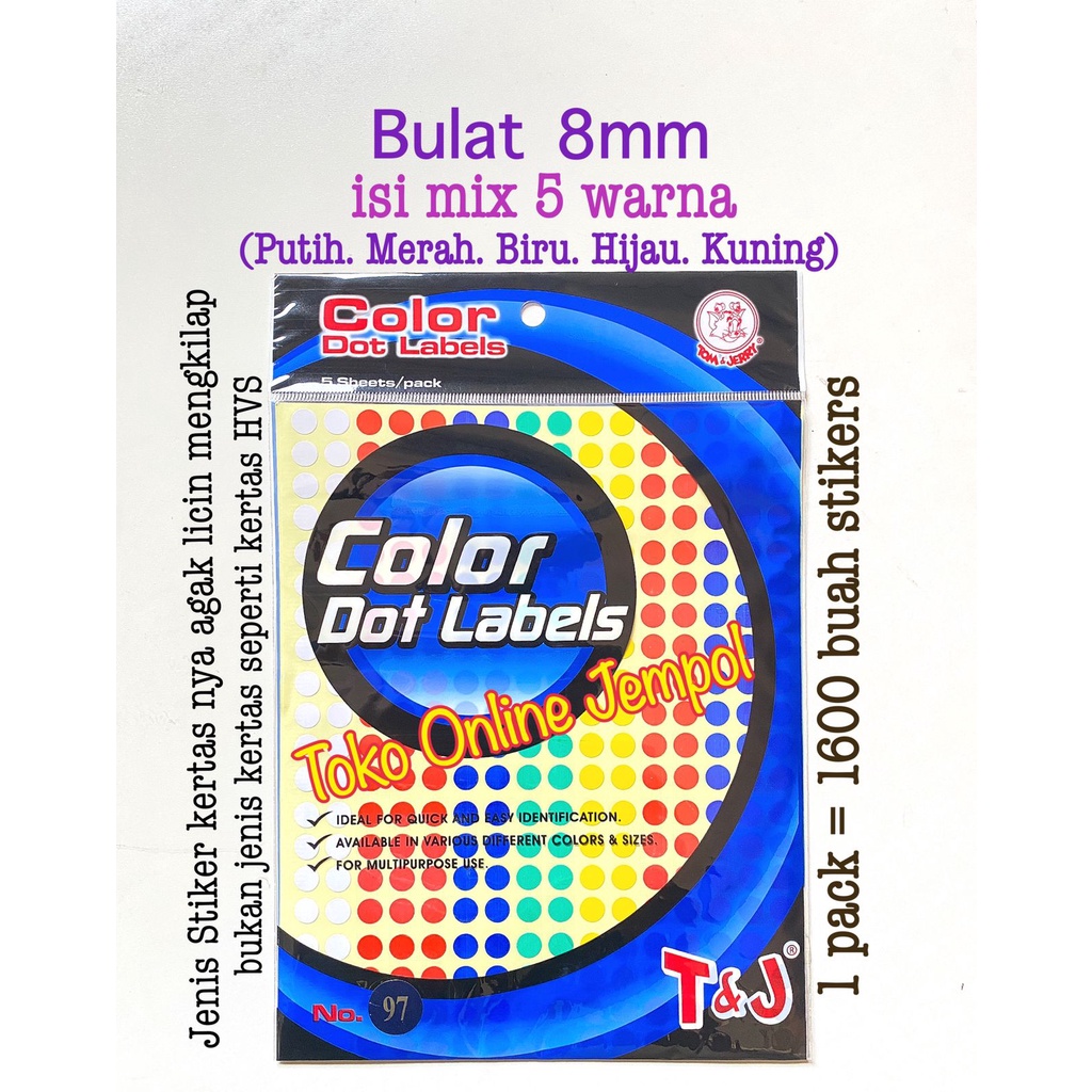 

Label Tom and Jerry BULAT 8mm MIX Warna no.97 Color DOT Stiker ATK1431TJ