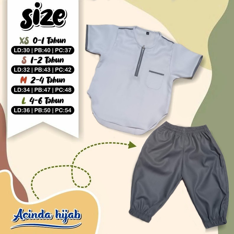 Baju Koko Anak Bayi Katun Toyobo Fodu Setelan Celana Joger 0-6 Tahun Premium