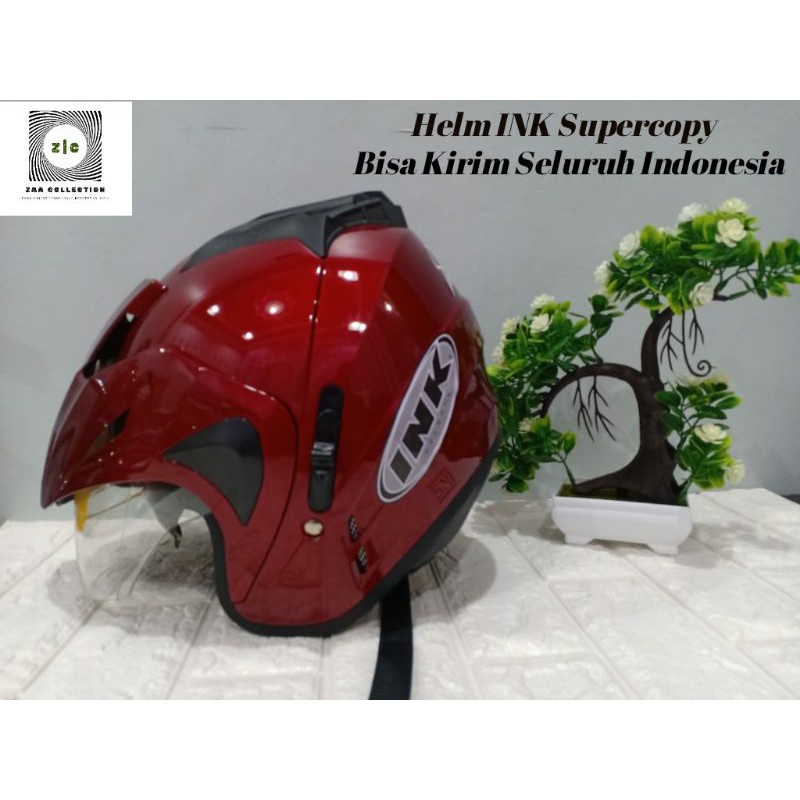 Helm INK SUPERCOPY Centro dan Double Visor Kaca Hitam Busa Tebal-JP8 Marun Metallic