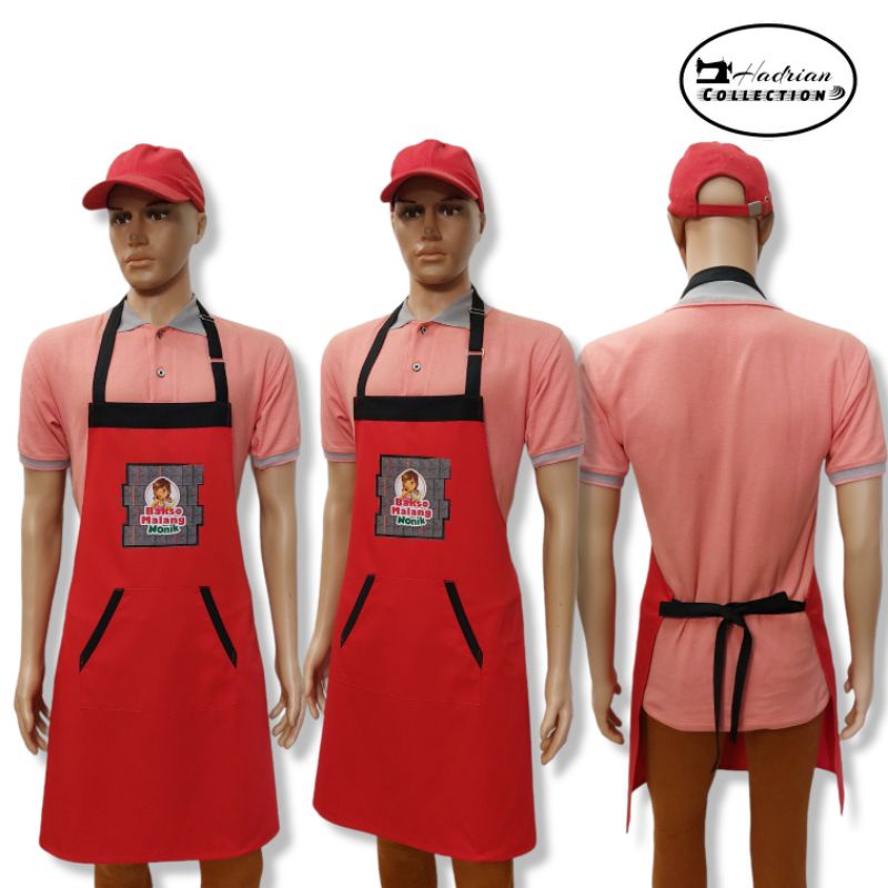 Apron Celemek Custom Sablon Digital - MIN ORDER 6 pcs sablon | polos satuan bisa