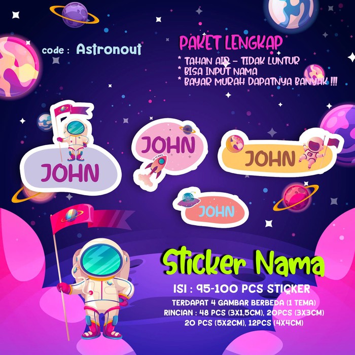 

Sticker / Stiker Label Nama Karakter Tema (Astronout) ASTRONOT