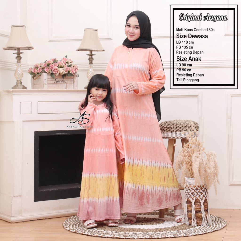 (COD) Baju Couple Ibu dan Anak Baju kembaran Ibu dan Anak Baju Gamis Couple Motif Batik Ory ARSYANA