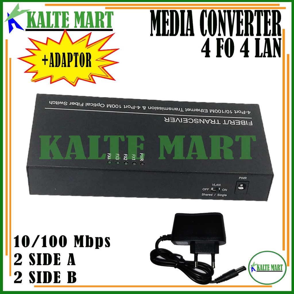 Media Converter 4 Port FO 4 Port LAN Switch Fiber Optic 4 Port SC 100