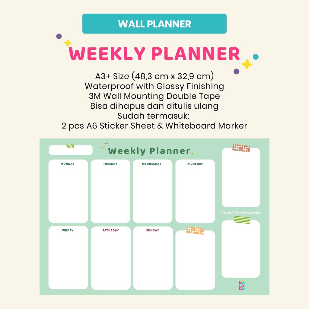 

Weekly Planner Schedule Board - Wall Planner - Hariku Studio