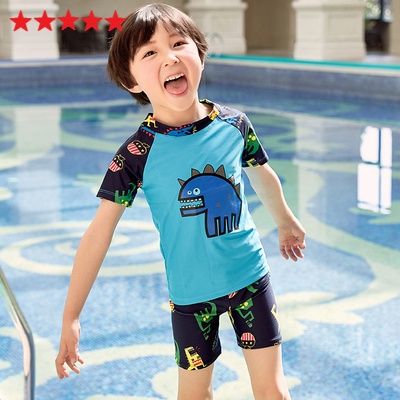 1-10Tahun Pakaian Renang Perlindungan UV Baju Renang Dengan Topi Balita Anak Celana Renan Laki-laki 