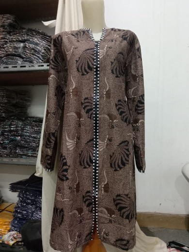 Tunik Batik Modern/atasan Wanita Lengan Panjang/tunik Ziper Depan/seragam Kerja/batik Murah