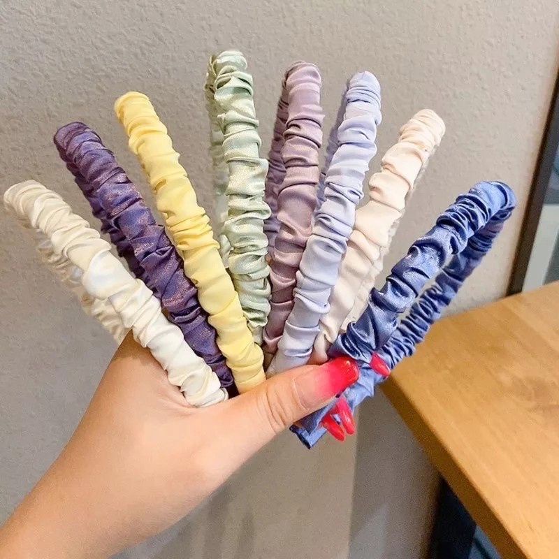 Bando Scrunchie Serut Bahan Satin Gaya Korea Korean Headband Bandana
