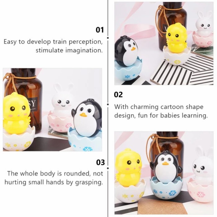 Mainan Edukasi Anak Bayi Telur Tumbler Mainan Boneka Goyang Motif Animal Bentuk Telor Telur Lucu Bisa Goyang