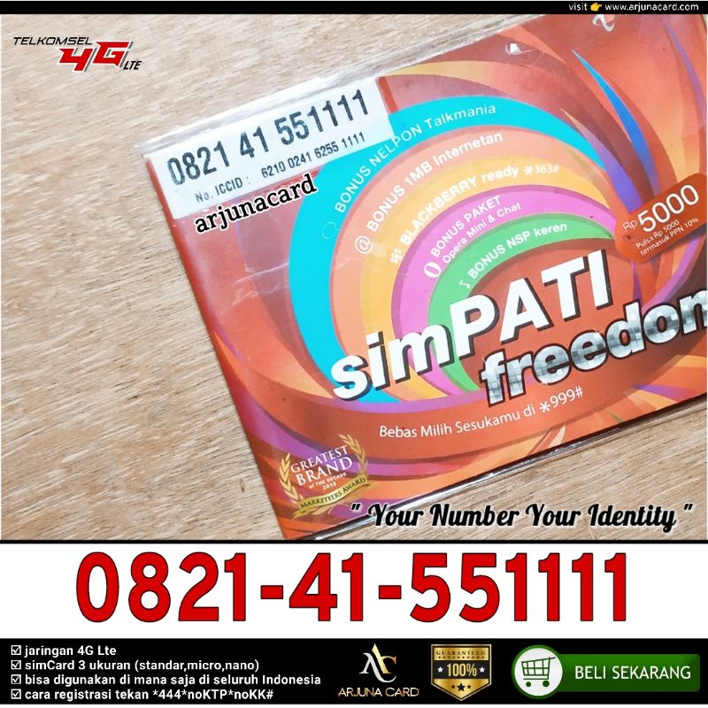 NOMOR CANTIK SIMPATI 41 551111 TELKOMSEL KWARTET COMBO SAKTI 4G