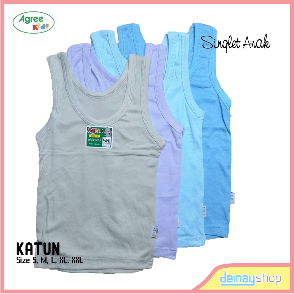Agree Singlet Kaos Dalam Anak Laki-laki Putra Warna Polos