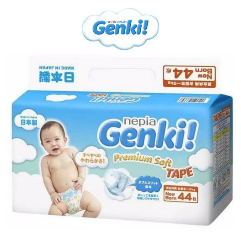 Nepia Genki Premium Soft Tape NB44 - Popok Bayi Sekali Pakai Popok Perekat