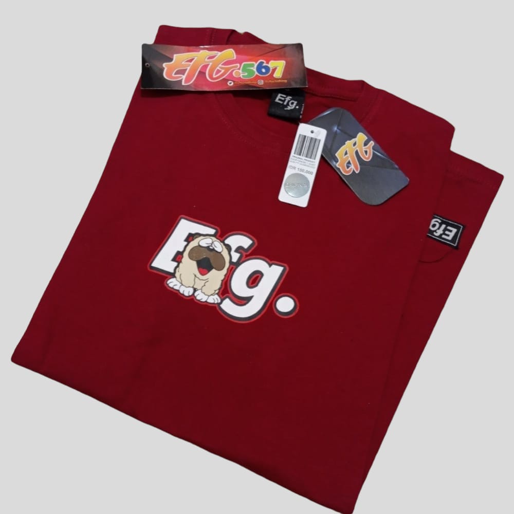 Kaos maroon pria t shirt Efg dog Casual / Pakaian Pria dan Wanita / Atasan dewasa