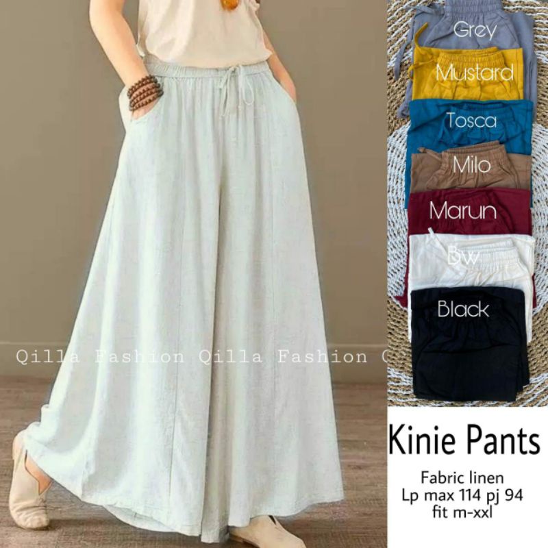 Kinie Celana Panjang Kulot Polos Wanita By Qilla Fashion-4