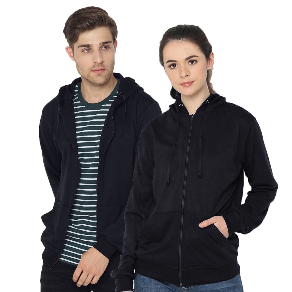 Jaket Couple Pria Wanita Polos Resleting Size L XL XXL - GMK