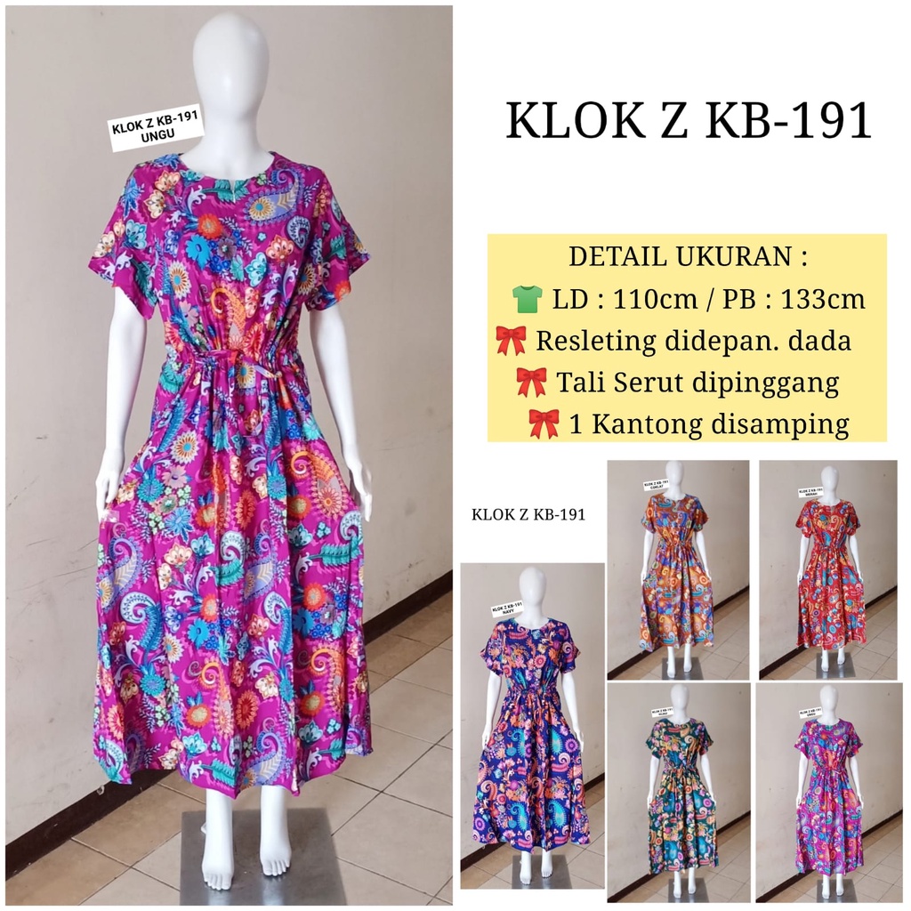 AS Dress Klok Zipper Daster Batik Kudamas LD 110cm - 112cm Busui