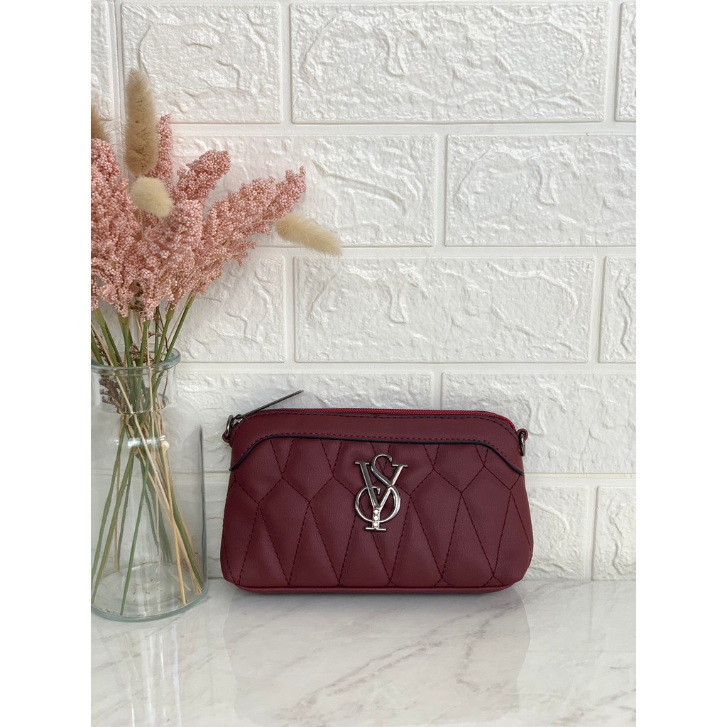 [7.7 Boombastis Sale⚡] - DOMPET WANITA SL007 QUILTED LETTER LOGO  PREMIUM IMPORT