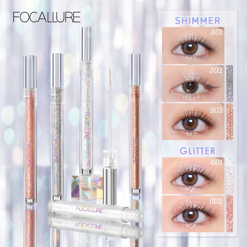 [ORI BPOM] FOCALLURE Starlight Liquid Eyeshadow Shimmer Kosmetik Mata | FOCALLURE Glittering Liquid Eyeshadow High Pigment Waterproof Lightweight | Focallure Glitter Eyeshadow Focallure Glitter Focallure Eyeshadow Cair | FA195