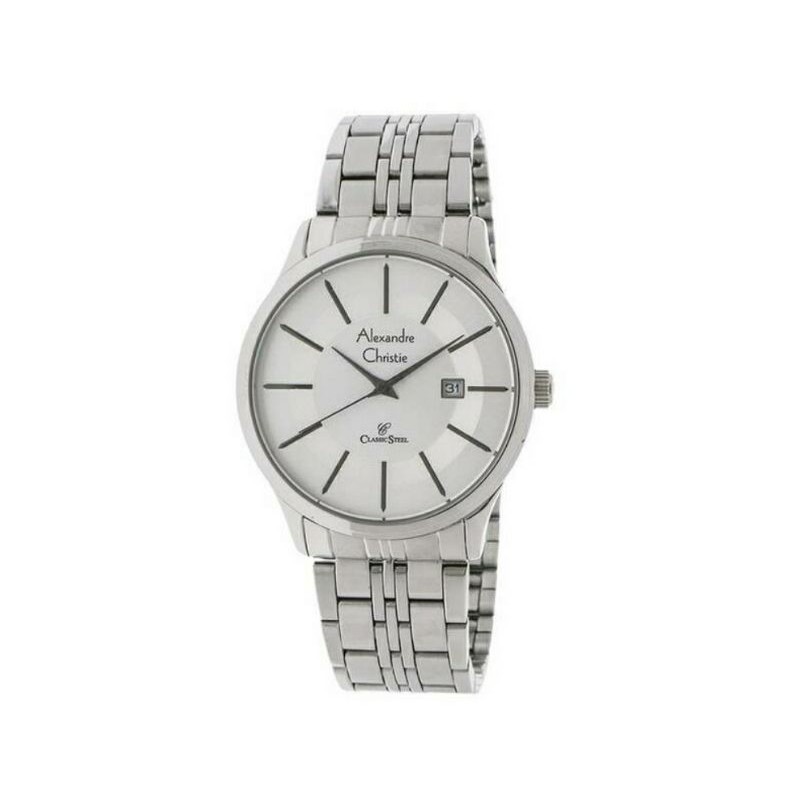 Jam Tangan Pria Alexandre Christie AC 8348 MD BSSSL White Dial Stainless Steel Original