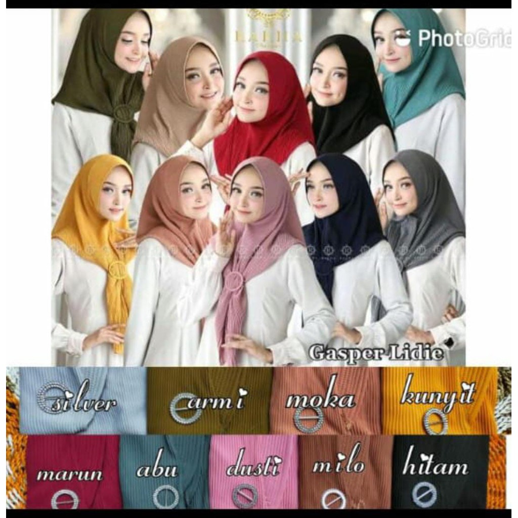 Jilbab Instan/Hijab Bergo Pet Plisket Gesper / Bergo Pad Pliskit /Plisket Lidi/Kerudung Instan