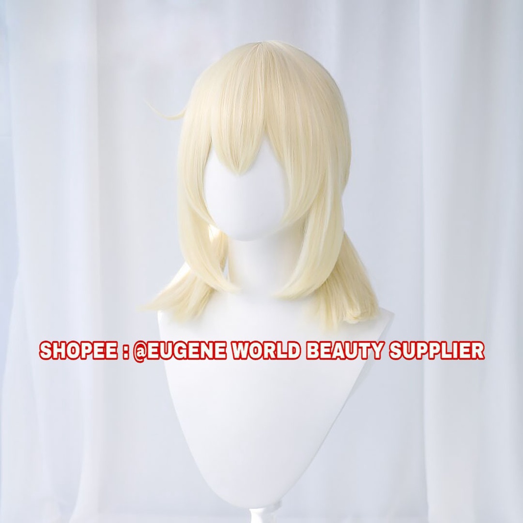 READY STOCK - WIG KLEE WIG COSPLAY GAME GENSHIN IMPACT WIG CEWE CEWEK WANITA PENDEK LURUS TEBAL BLON