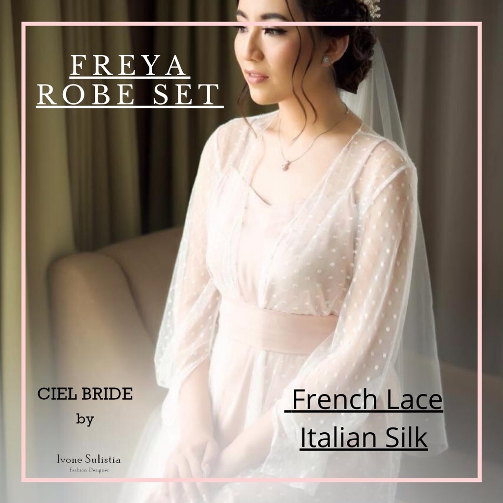 Freya robe full set bridal robe kimono lingerie pengantin