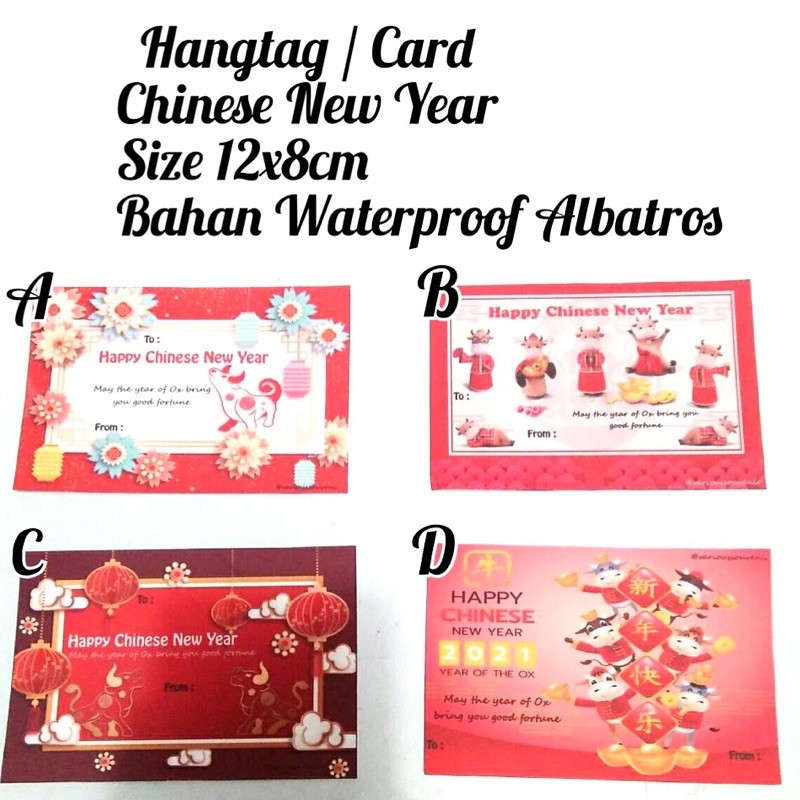 Hangtag Kartu Ucapan Imlek Chinese New Year Shio Kerbau Kebo Ox Tahun 2021 Waterproof untuk Hampers