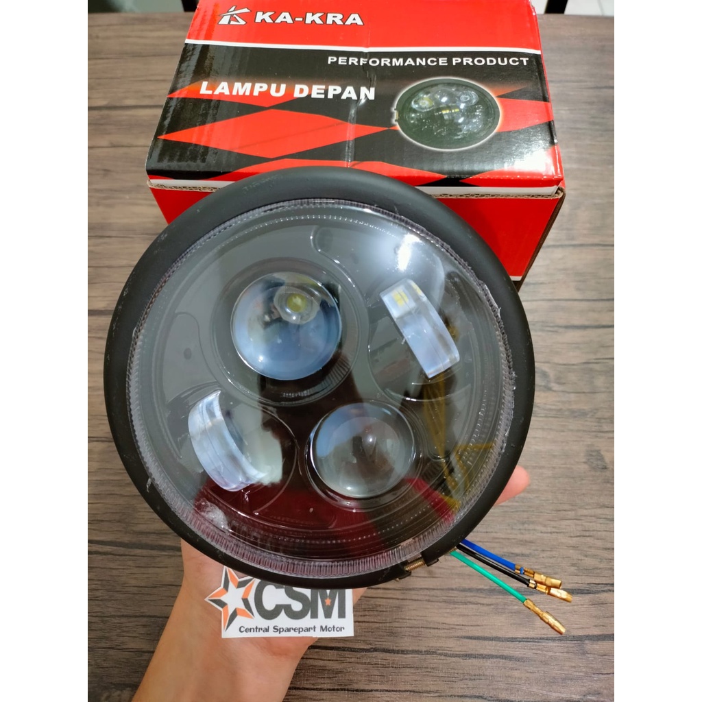 Lampu depan daymaker bulat harley led w175 cb tiger scorpio dll