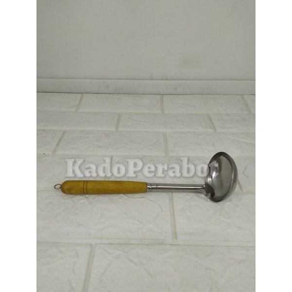 sendok kuah gagang kayu - sendok sayur murah - irus stainless murah