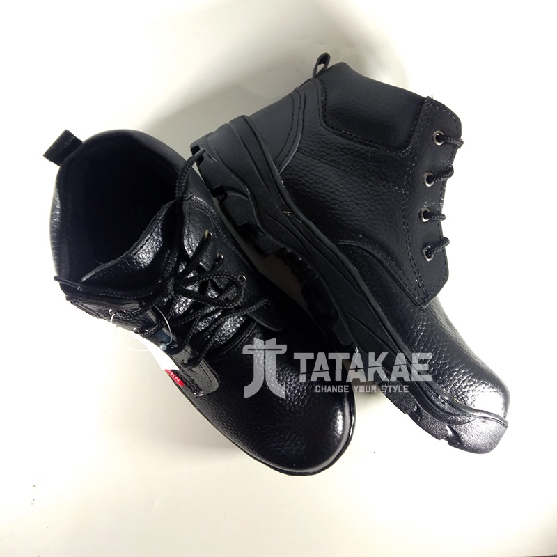 Sepatu Safety Ujung Besi Boot Hitam Pendek Tali King Kickress PDL PDH OB Kitchen