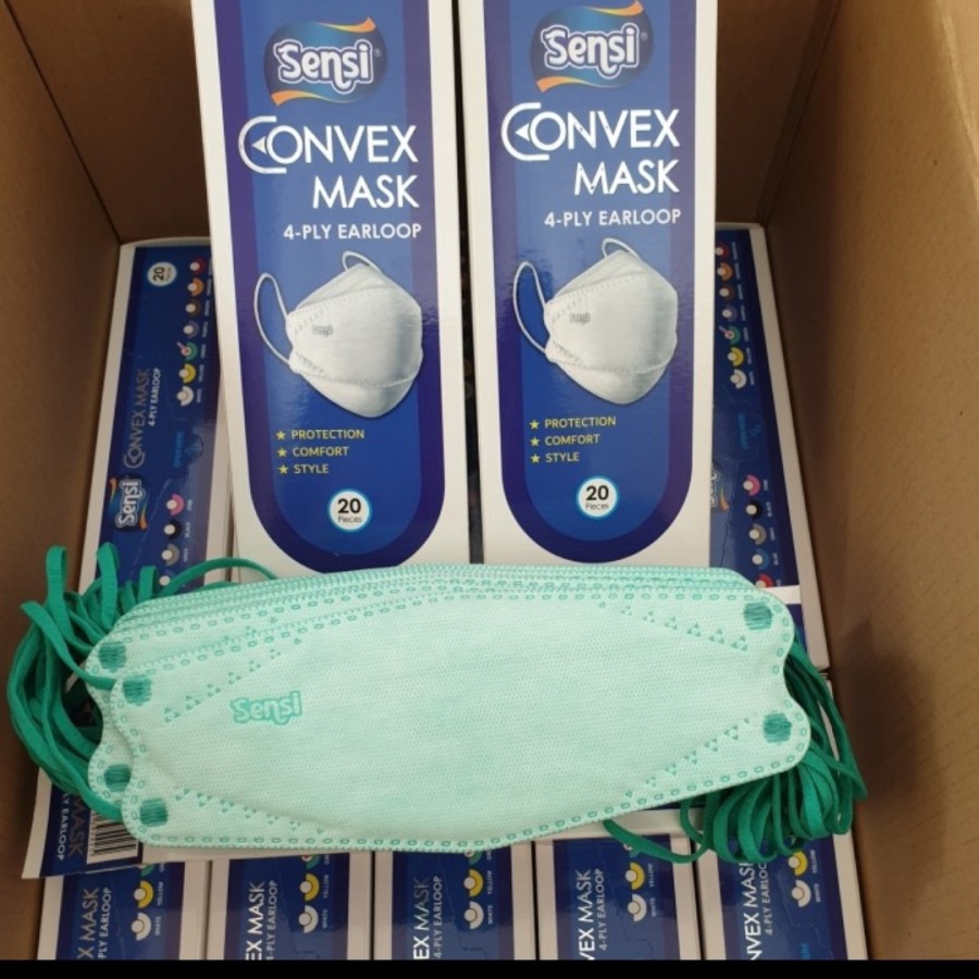 PERA463 MASKER SENSI CONVEX MASK 4PLY EARLOOP 1 BOX ISI 20 PCS