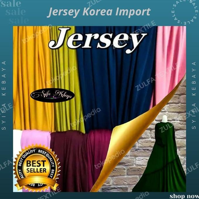 Diskon Kain jersey korea. spandek polos adem. bahan kaos meteran Diskon