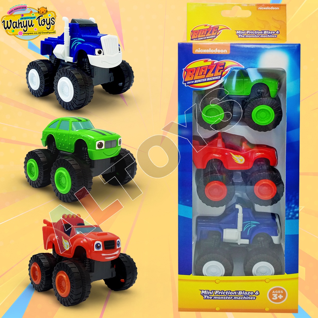 MAINAN MONSTER TRUK BLAZE OF THE MONSTER MACHINES SET ISI 3PCS