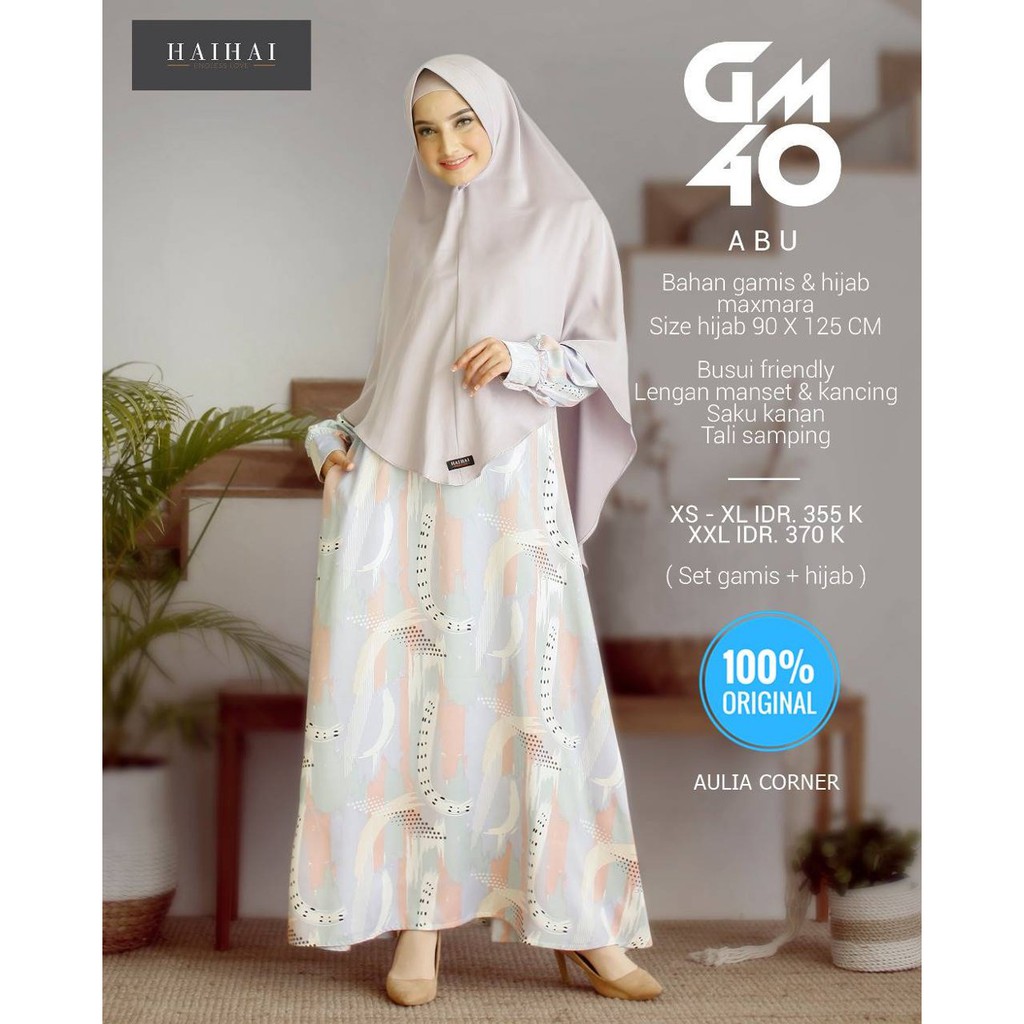 Gamis Wanita Terbaru Gamis Pesta Terbaru Haihai GM 40 Abu ORIGINAL Model Trendi