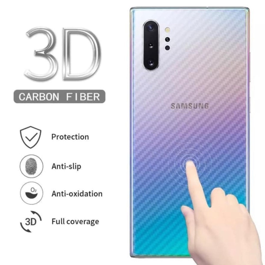 Back skin karbon atau gaskin carbon 3d samsung note 10, anti gores anti jamur anti licin