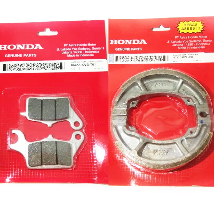 1Set Dispad Diskpad kampas rem Depan Belakang All Matic HONDA Beat Fi / Scoopy Fi / Vario 110 / Vario 125 / Vario 150 / Spacy